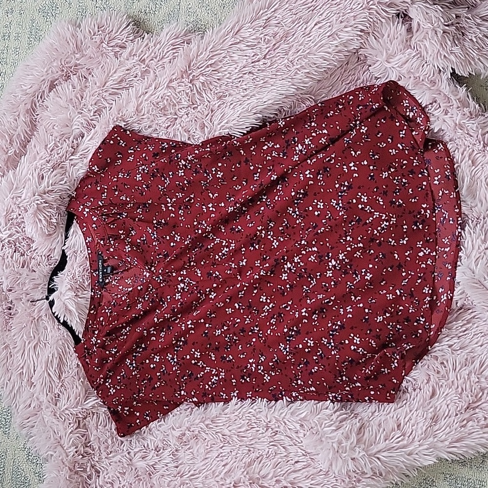 Red v neck blouse